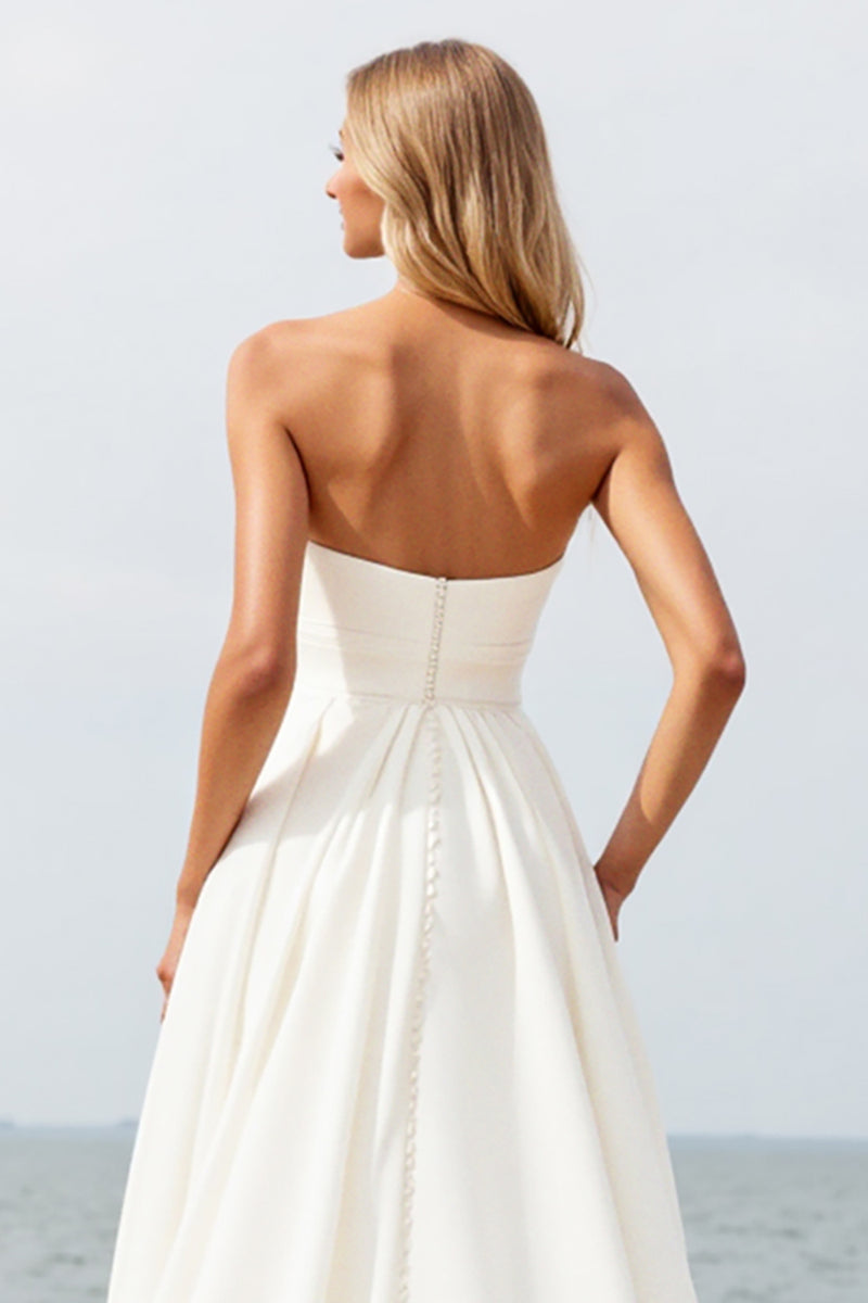 Load image into Gallery viewer, Ivory Sweetheart Sweep Train Boho Wedding Dress with Slit
