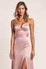 Load image into Gallery viewer, Blush Pink Sheath Satin Long Bridesmaid Dress with Slit