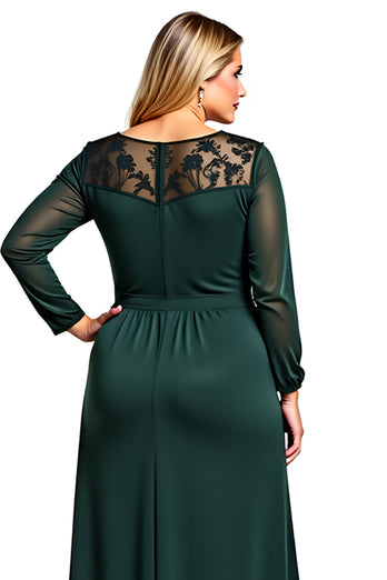 Elegant Dark Green A Line Satin Plus Size Long Mother of the Bride Dress