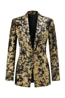 Load image into Gallery viewer, 2 Piece Black Golden Notched Lapel Women Prom Suits