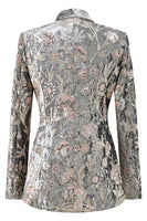 Load image into Gallery viewer, Sparkly Floral Grey Peak Lapel 2 Piece Women Prom Suits with Sequins