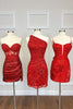 Load image into Gallery viewer, Sequins One Shoulder Black Short Homecoming Dress With Stars