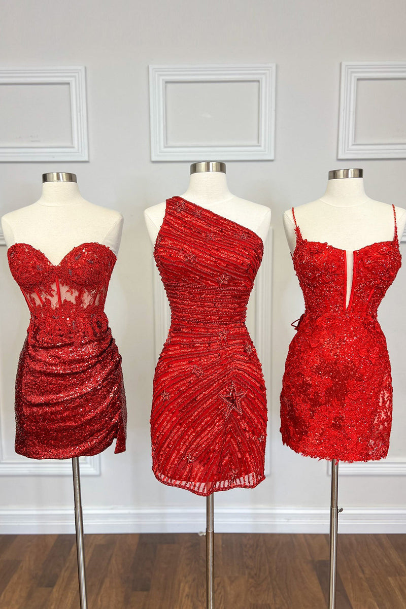 Load image into Gallery viewer, Sequins One Shoulder Black Short Homecoming Dress With Stars