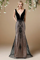 Load image into Gallery viewer, Black Mermaid Long Appliqued Prom Dress