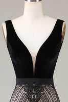 Load image into Gallery viewer, Sparkly Black Mermaid Long Prom Dress With Appliques