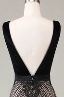 Load image into Gallery viewer, Sparkly Black Mermaid Long Prom Dress With Appliques