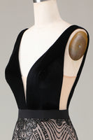 Load image into Gallery viewer, Sparkly Black Mermaid Long Prom Dress With Appliques