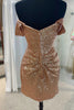 Load image into Gallery viewer, Fuchsia Off the Shoulder Tight Homecoming Dress with Sequins