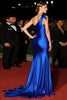 Load image into Gallery viewer, Royal Blue Mermaid Satin One Shoulder Long Formal -Dress with 3D Flower