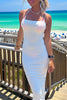 Load image into Gallery viewer, Simple White Spaghetti Straps Boho Sheath Ruched Long Engagement Dress