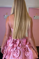 Load image into Gallery viewer, Yellow A-Line Spaghetti Straps Corset Homecoming Dress with 3D Flowers