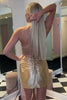 Load image into Gallery viewer, Sparkly Gold Spaghetti Straps Bodycon Homecoming Dress with Beading