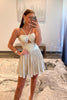 Load image into Gallery viewer, Spaghetti Straps Gold A-Line Pleated Homecoming Dress