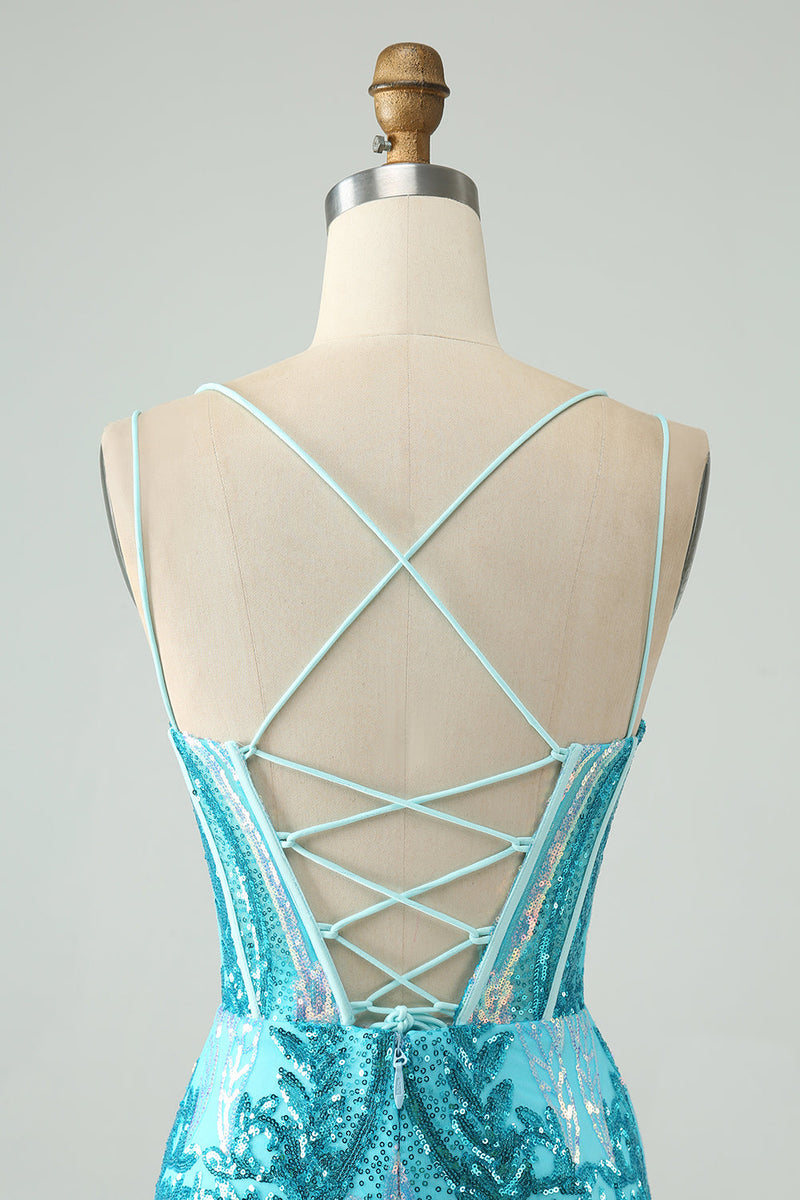 Load image into Gallery viewer, Dark Purple Spaghetti Straps Short Homecoming Dress with Sequins