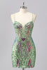 Load image into Gallery viewer, Dark Purple Spaghetti Straps Short Homecoming Dress with Sequins