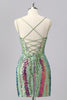 Load image into Gallery viewer, Dark Purple Spaghetti Straps Short Homecoming Dress with Sequins