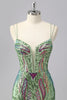 Load image into Gallery viewer, Dark Purple Spaghetti Straps Short Homecoming Dress with Sequins