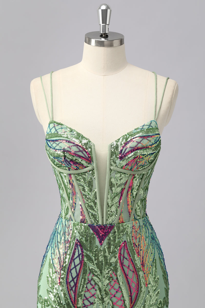 Load image into Gallery viewer, Dark Purple Spaghetti Straps Short Homecoming Dress with Sequins