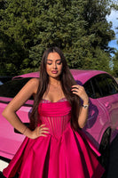 Load image into Gallery viewer, Fuchsia Sweetheart A-Line Corset Homecoming Dress with Beading
