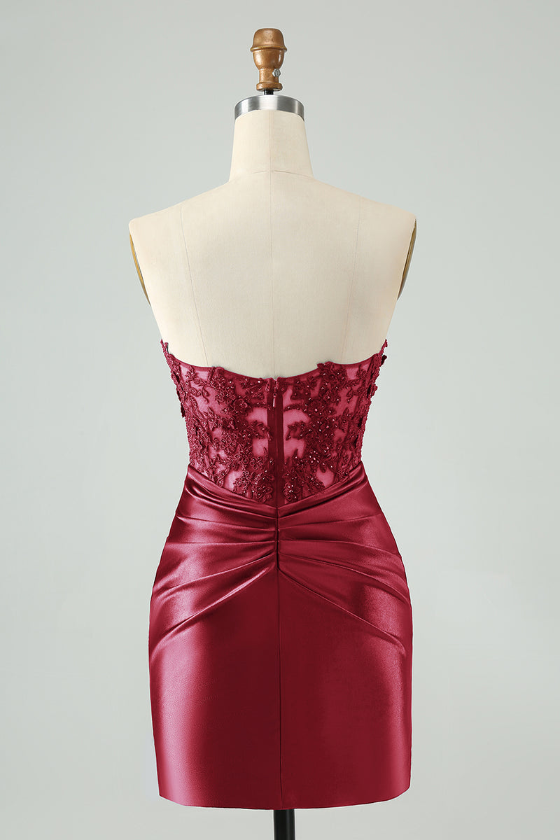 Load image into Gallery viewer, Sweetheart Royal Blue Bodycon Ruched Homecoming Dress mit Appliques