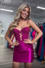 Load image into Gallery viewer, Sweetheart Navy Tight Ruched Short Homecoming Dress mit Appliques