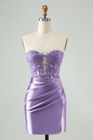 Load image into Gallery viewer, Navy Sweetheart Bodycon Ruched Homecoming Dress mit Appliques