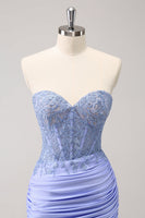 Load image into Gallery viewer, Sweetheart Lilac Tight Corset Short Homecoming Dress with Lace