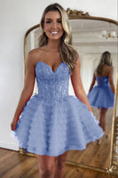 Load image into Gallery viewer, Lilac A-Line Sweetheart Corset Short Homecoming Dress with Lace
