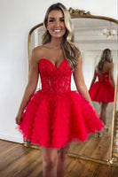 Load image into Gallery viewer, Lilac A-Line Sweetheart Corset Short Homecoming Dress with Lace