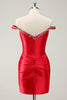 Load image into Gallery viewer, Red Off The Shoulder Bodycon Homecoming Dress with Sequins