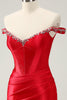 Load image into Gallery viewer, Red Off The Shoulder Bodycon Homecoming Dress with Sequins