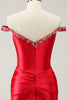 Load image into Gallery viewer, Red Off The Shoulder Bodycon Homecoming Dress with Sequins