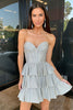 Load image into Gallery viewer, Sparkly A-Line Grey Sweetheart Short Homecoming Dress with Ruffles