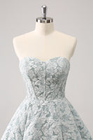 Load image into Gallery viewer, Sweetheart Grey Green A-Line Short Homecoming Dress with Appliques