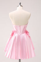 Load image into Gallery viewer, Sparkly Pink A-Line Strapless Satin Short Homecoming Dress