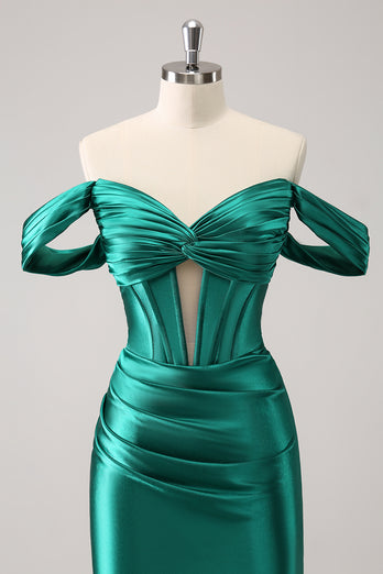 Off The Shoulder Dark Green Bodycon Short Homecoming Dress