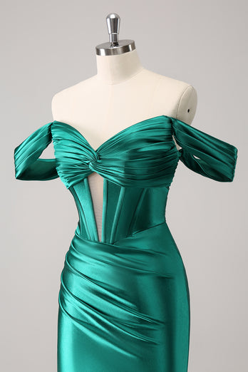 Off The Shoulder Dark Green Bodycon Short Homecoming Dress
