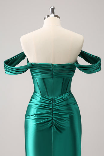 Off The Shoulder Dark Green Bodycon Short Homecoming Dress