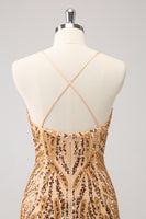 Load image into Gallery viewer, Sparkly Spaghetti Straps Hot Pink Sequined Homecoming Dress with Fringen