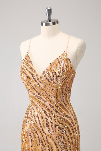 Sparkly Spaghetti Straps Hot Pink Sequined Homecoming Dress with Fringen