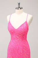 Load image into Gallery viewer, Sparkly Golden Spaghetti Straps Short Homecoming Dress with Fringen