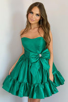 Load image into Gallery viewer, A-Line Pink Strapless Short Homcoming Dress with Bow
