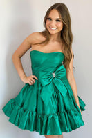 Load image into Gallery viewer, A-Line Pink Strapless Short Homcoming Dress with Bow