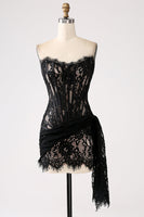 Load image into Gallery viewer, White Strapless Tight Corset Short Homecoming Dress with Lace-up Back