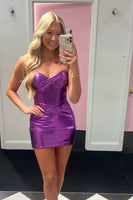Load image into Gallery viewer, Sweetheart Dark Purple Corset Bodycon Homecoming Dress