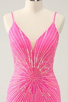 Load image into Gallery viewer, Bodycon Golden Spaghetti Straps Homecoming Dress with Sequins