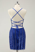 Load image into Gallery viewer, Royal Blue Spaghetti Straps Bodycon Homecoming Dress with Sequins