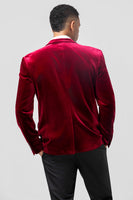 Load image into Gallery viewer, Notched Lapel Burgundy Single Breasted Prom Blazer