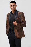 Load image into Gallery viewer, Brown Shawl Lapel One Button Prom Blazer