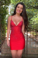 Load image into Gallery viewer, Dark Green Spaghetti Straps Bodycon Short Homecoming Dress